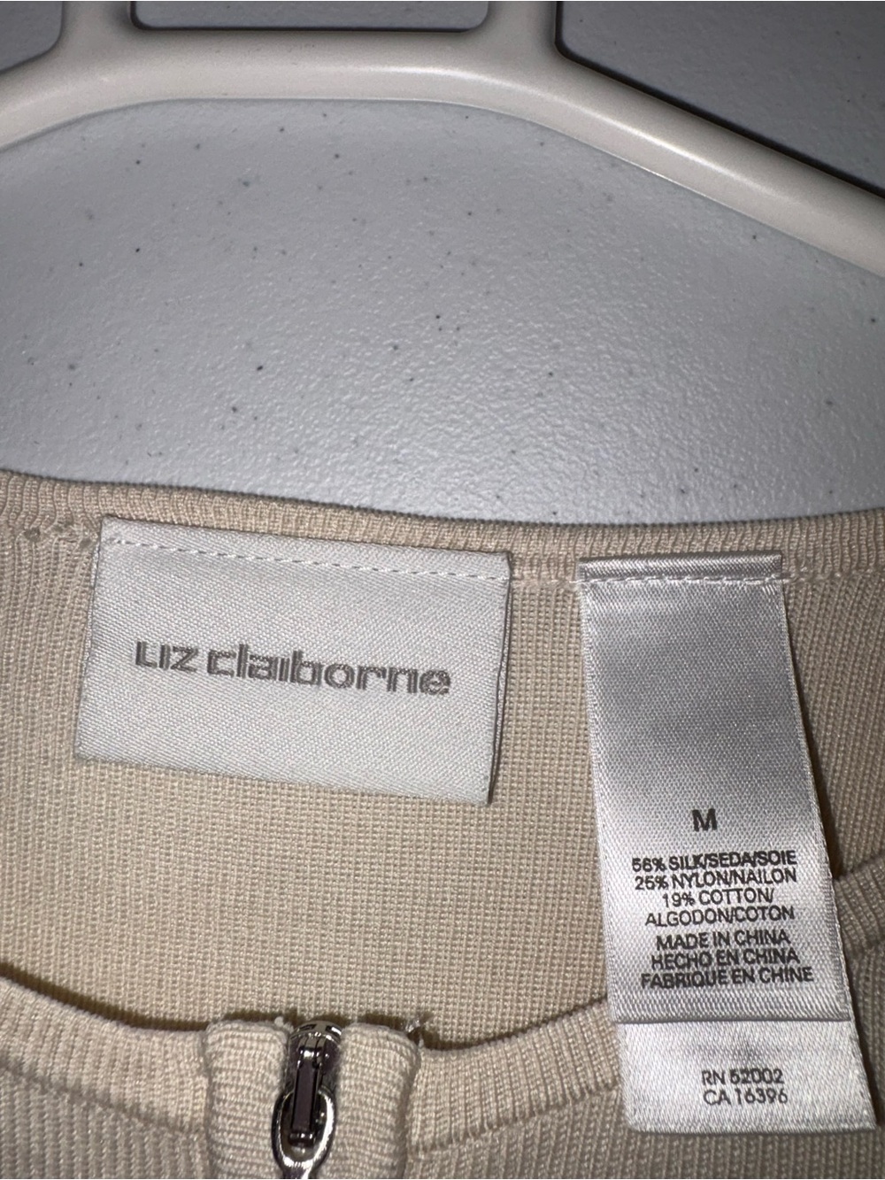 Liz Claiborne Light Cream Zip-Front Long Sleeve Jacket - Picture 3 of 4